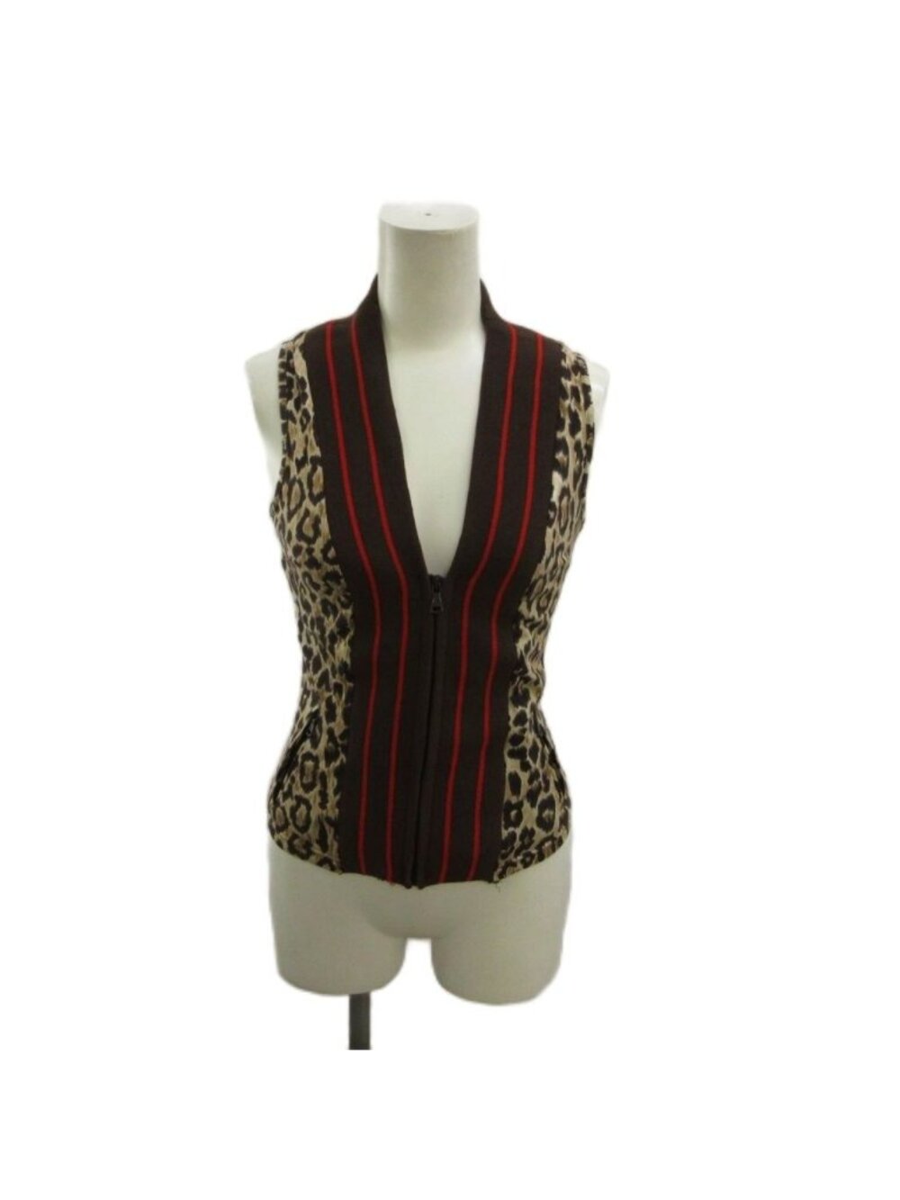 Dolce & Gabbana D&G Vest Gilet Paneled Leopard Print Double Stripe